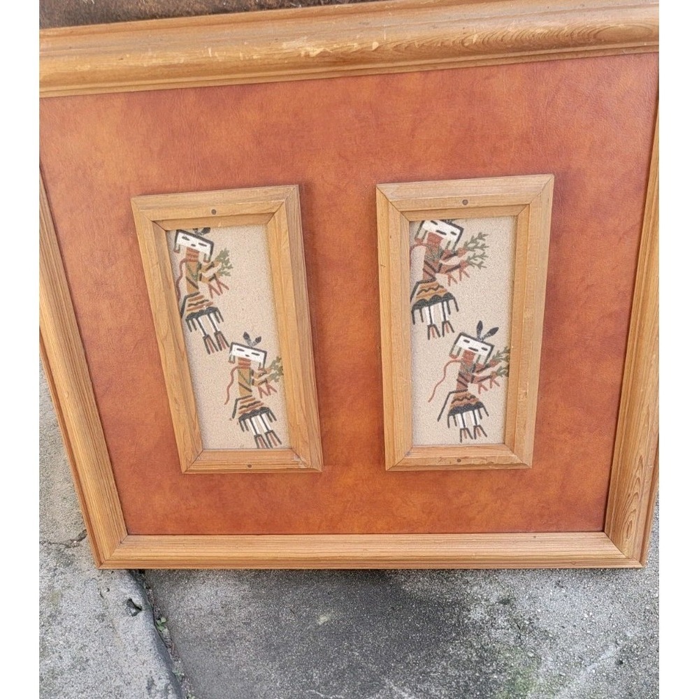 Original Yei Corn People Navajo Native American Indian Sand Art‎  Mounted Framed